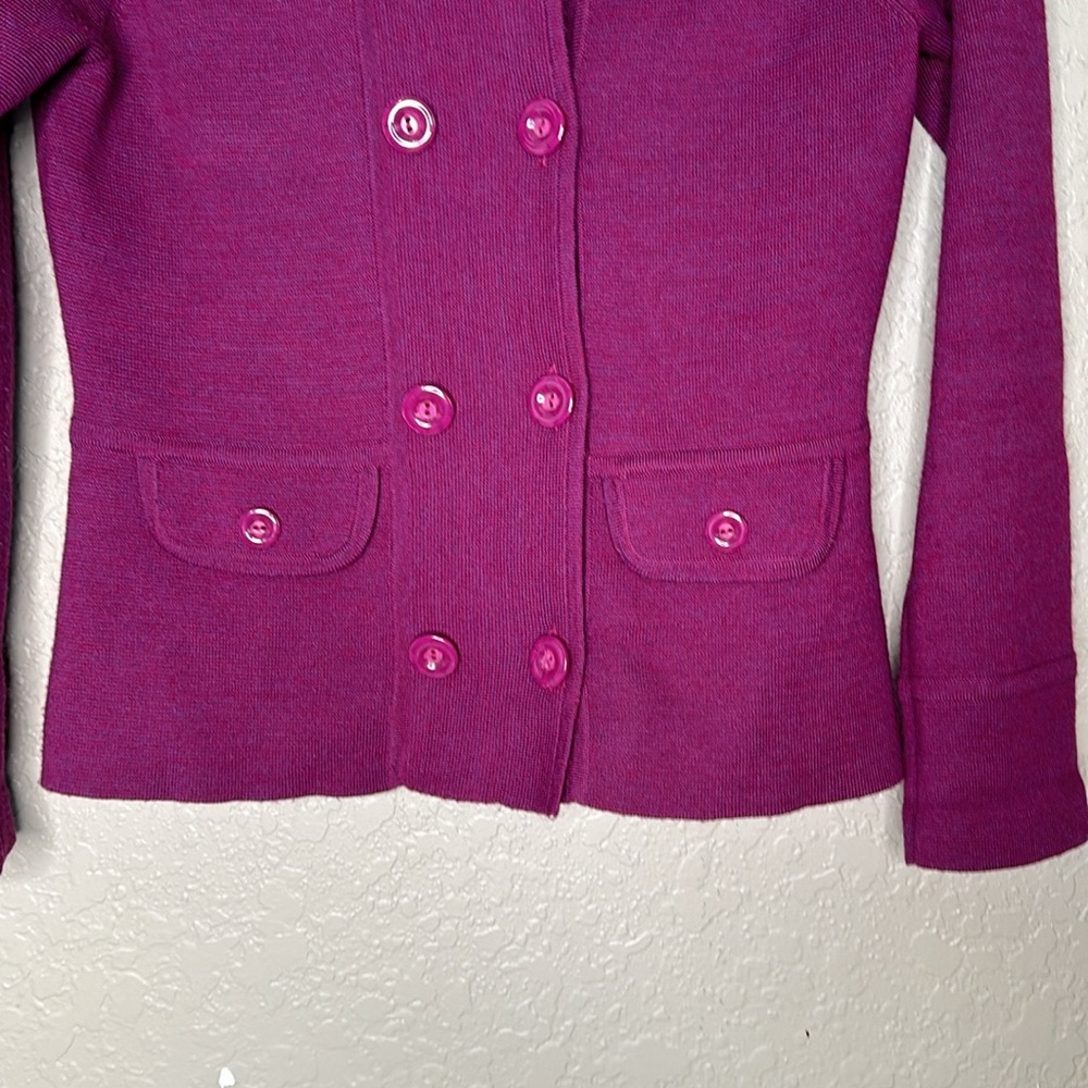 Semantiks Wool blend Fuchsia Double-Breasted Cardigan blazer vintage - Picture 3 of 8